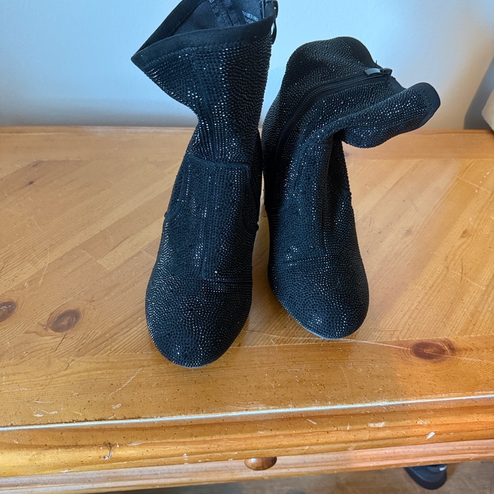 Sparkling Black Ankle Booties